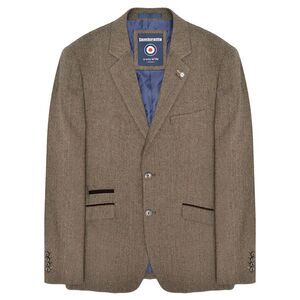 Lambretta Mens Morgan Herringbone Single-Breasted Blazer / Brown
